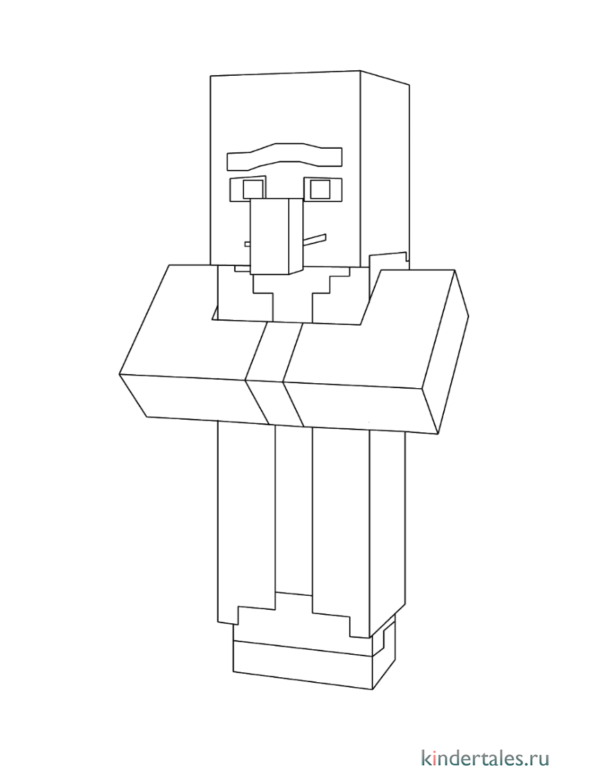 Деревенский житель из Майнкрафт» раскраска для детей - мальчиков и девочек  | Скачать, распечатать бесплатно в формате A4