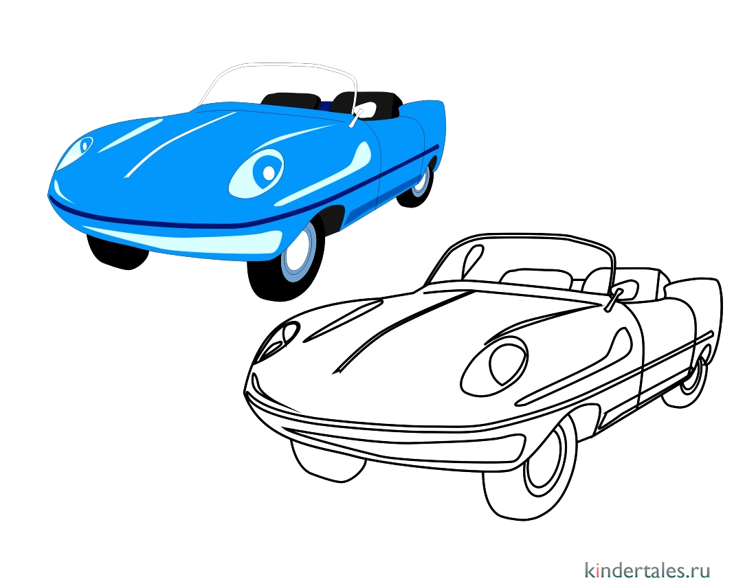 Посмотри и Раскрась - Кабриолет» раскраска для детей - мальчиков и девочек  | Скачать, распечатать бесплатно в формате A4