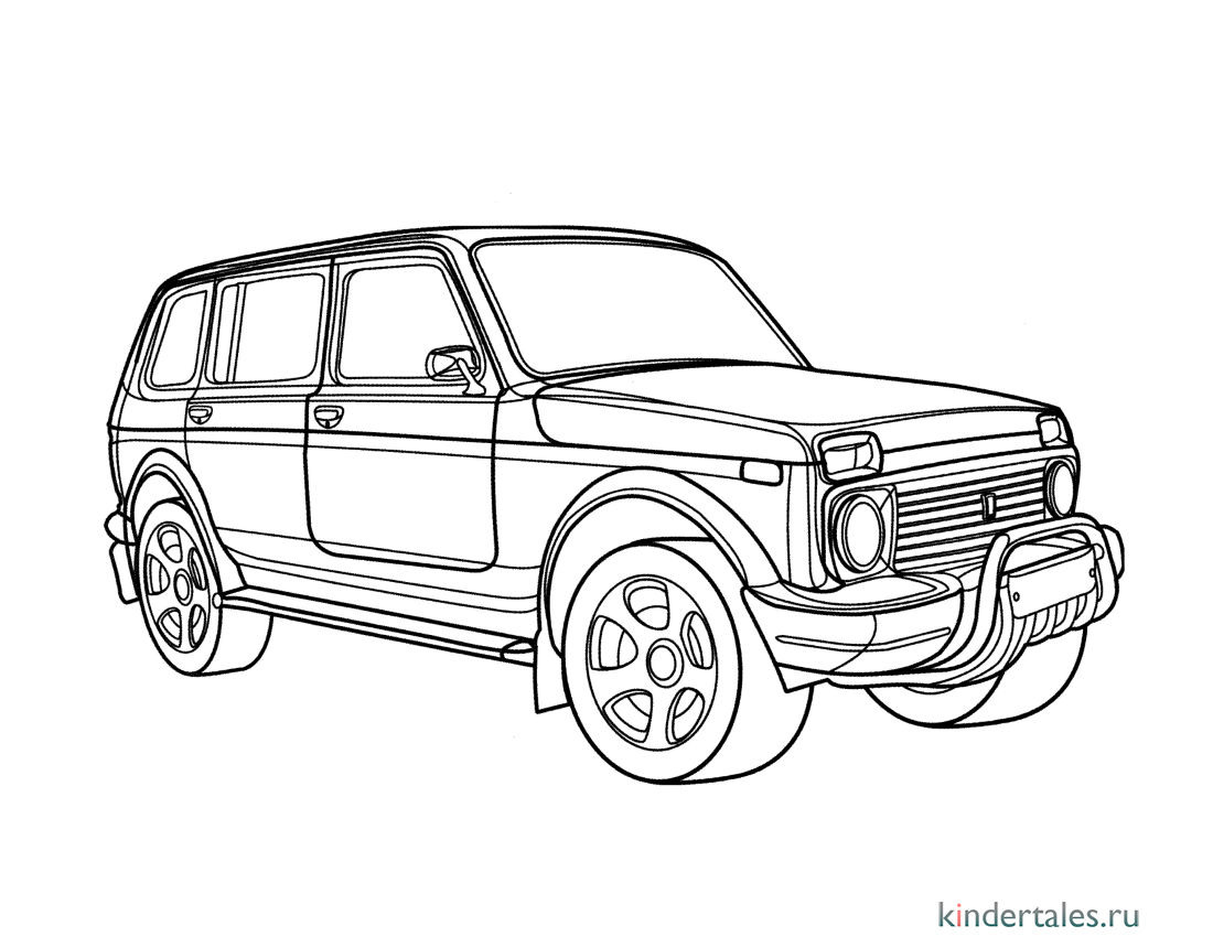 ВАЗ 2131 Нива» раскраска для детей - мальчиков и девочек | Скачать,  распечатать бесплатно в формате A4