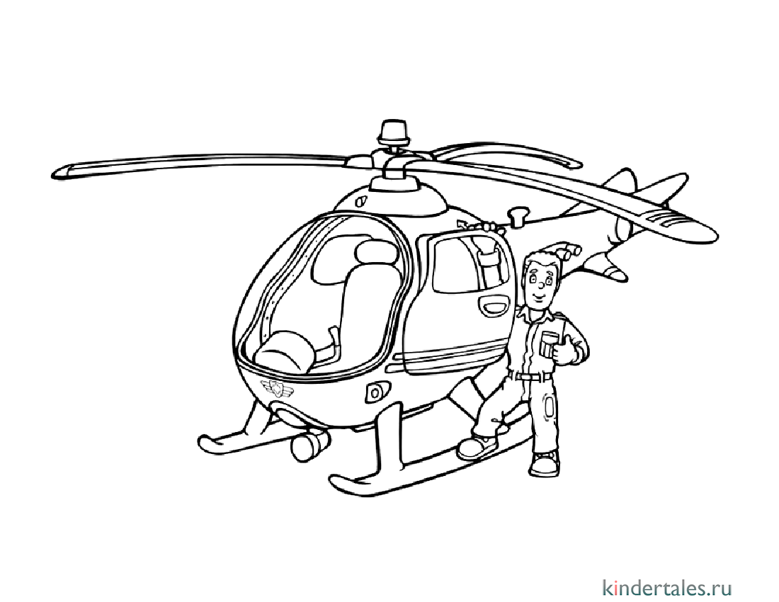 Рисунок раскраска вертолет