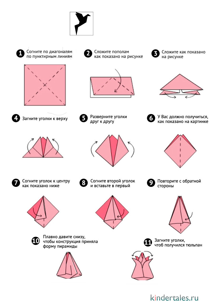 Бумажные тюльпаны в технике оригами