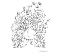 Алиса в Зазеркалье и ожившие цветы