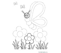 Бабочка и цветы по точкам