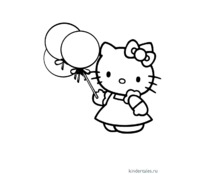 Hello Kitty держит шарики