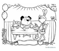 Винни, Пятачок и Кролик за столом